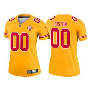 Custom Chiefs Jersey for Women Custom Kansas City Chiefs 2021 Inverted Legend Jersey - Gold