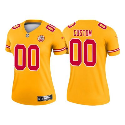 Custom Chiefs Jersey for Women Custom Kansas City Chiefs 2021 Inverted Legend Jersey - Gold