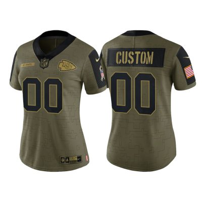 Custom Chiefs Jersey for Women Custom Kansas City Chiefs Olive 2021 Salute To Service Limited Jersey