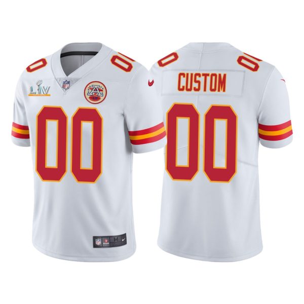 Men's Kansas City Chiefs #00 Custom White Super Bowl LV Vapor Limited Jersey - Replica