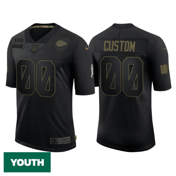 Custom Chiefs Jersey for Youth Custom Kansas City Chiefs 2020 Salute To Service Limited Jersey - Black