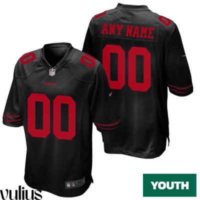 49ers Custom Jersey,Black Youth's, Alternate Game Jersey - Replica