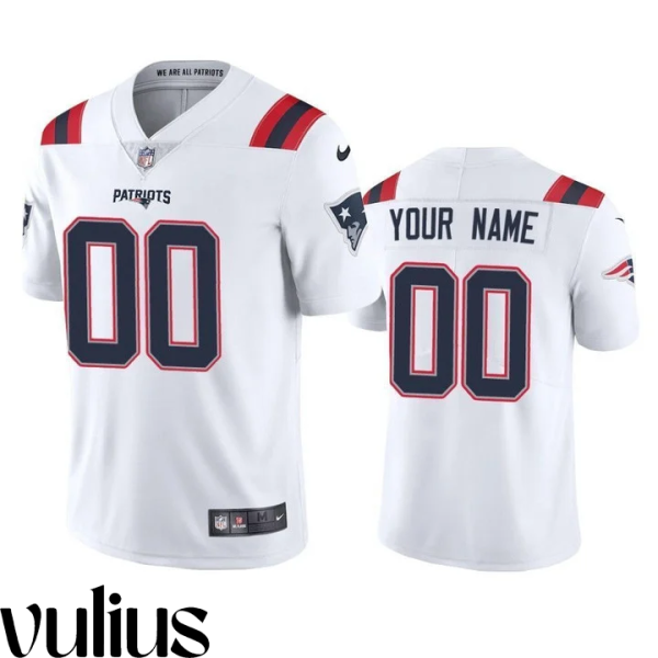 Customizable Patriots Jersey, White Men's Jersey, 2020 Vapor Limited Jersey - Replica