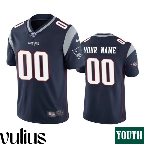 Customizable Patriots Jersey, Navy Men's Jersey, 100th Season Vapor Limited Jersey - Replica