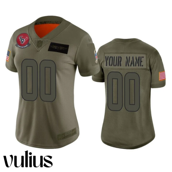 Custom Texans Jersey, Olive Woman's Jersey, 2019 Salute to Service Limited Jersey - Replica