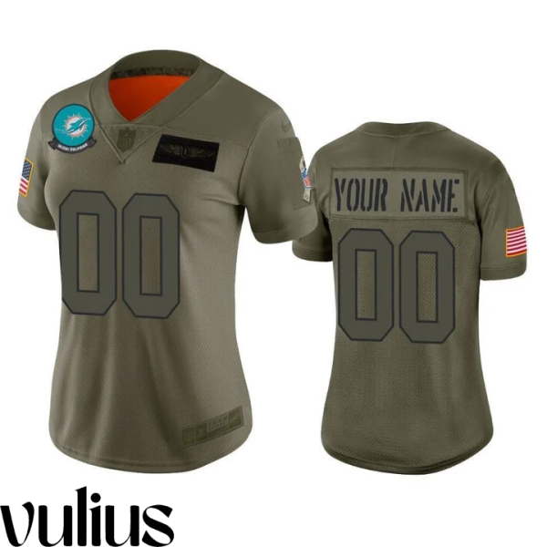 Dolphins Custom Jersey, Olive Woman's Jersey, 2019 Salute to Service Limited Jersey - Replica