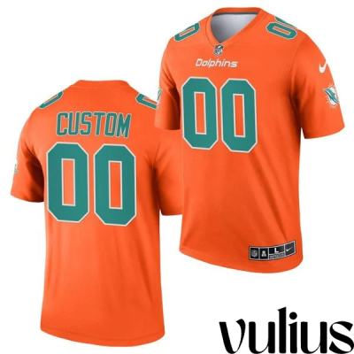 Dolphins Custom Jersey, Orange Men's Jersey, 2021 Inverted Legend Stitched Jersey - Replica