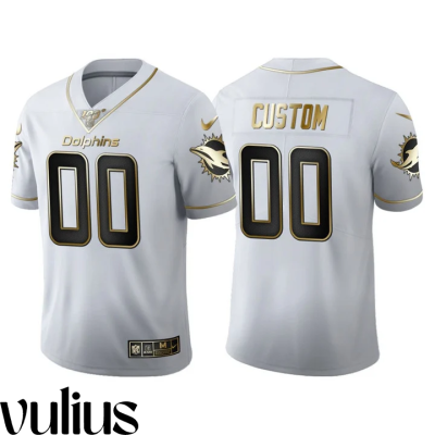 Dolphins Custom Jersey, White Men's Jersey, 2020 Draft Golden Edition Jersey - Replica