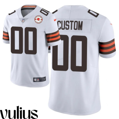 Browns Custom Jersey, White Men's Jersey, 75th Anniversary Patch Vapor Limited Jersey - Replica