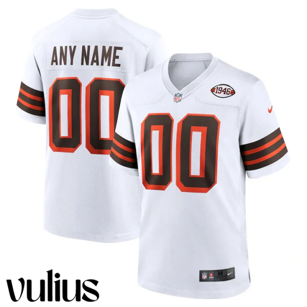 Browns Custom Jersey, White Men's Jersey, Alternate Jersey - Replica