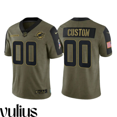 Dolphins Custom Jersey, Olive Men's Jersey, 2021 Salute To Service Limited Jersey - Replica