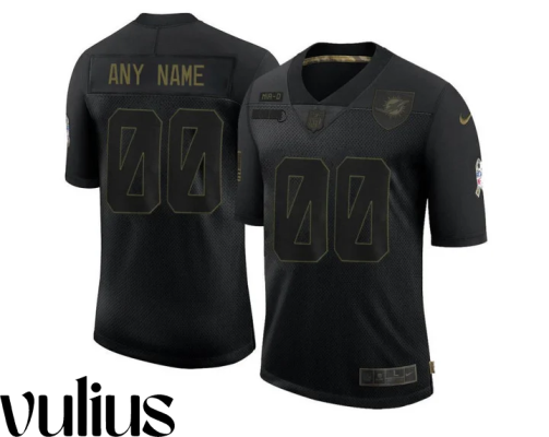 Dolphins Custom Jersey, Black Men's Jersey, 2020 Salute To Service Jersey -