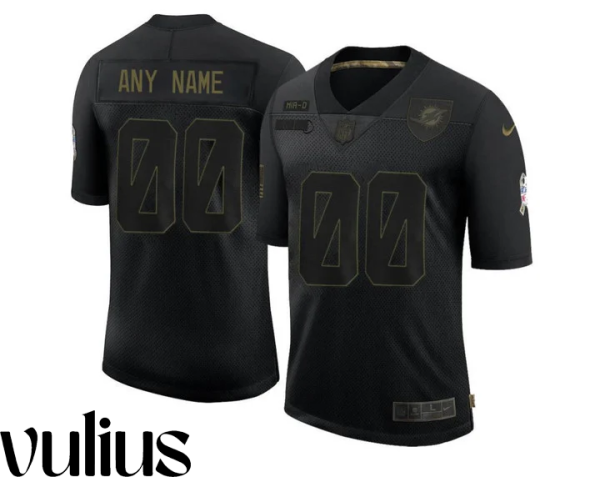 Dolphins Custom Jersey, Black Men's Jersey, 2020 Salute To Service Jersey - Replica