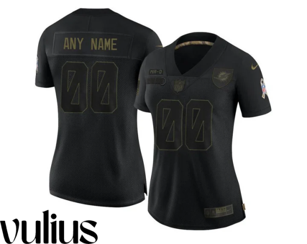 Dolphins Custom Jersey, Black Woman's Jersey, 2020 Salute To Service Jersey - Replica