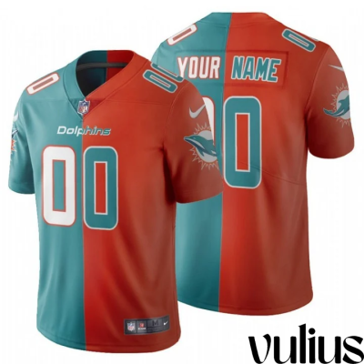 Dolphins Custom Jersey, Aqua Orange Men's Jersey, Split Two Tone Jersey - Replica