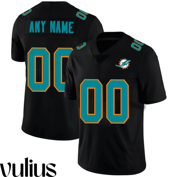 Dolphins Custom Jersey, Black Men's Jersey, American Stitched Jersey - Replica