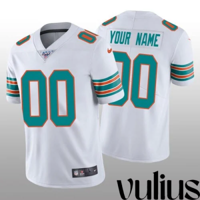 Dolphins Custom Jersey, White Men's Jersey, Vapor Limited 100th Season Jersey - Replica