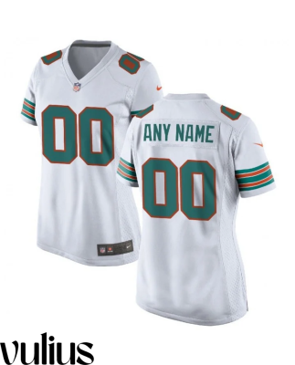 Dolphins Custom Jersey, White Woman's Jersey, 2019 Alternate Replica Jersey