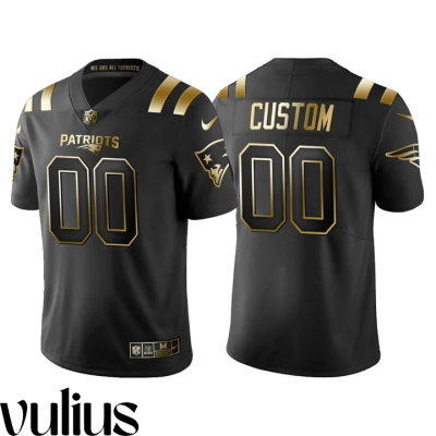 Customizable Patriots Jersey, Black Men's Jersey, 2020 Black Golden Limited Jersey - Replica