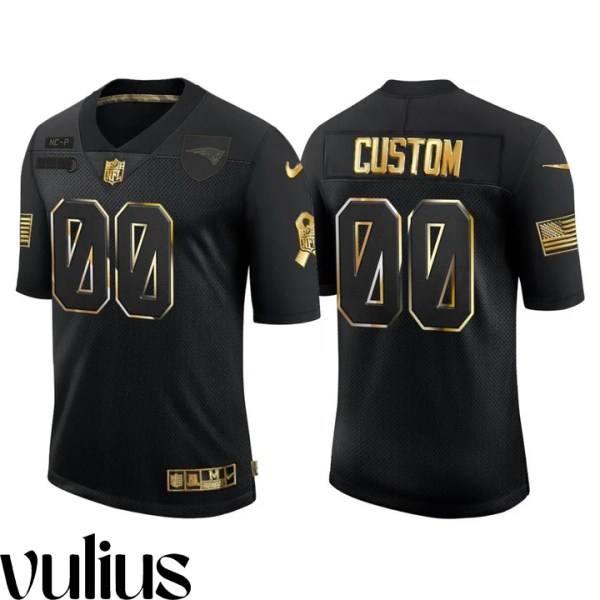 Customizable Patriots Jersey, Black Men's Jersey, 2020 Salute to Service Golden Limited Jersey - Replica