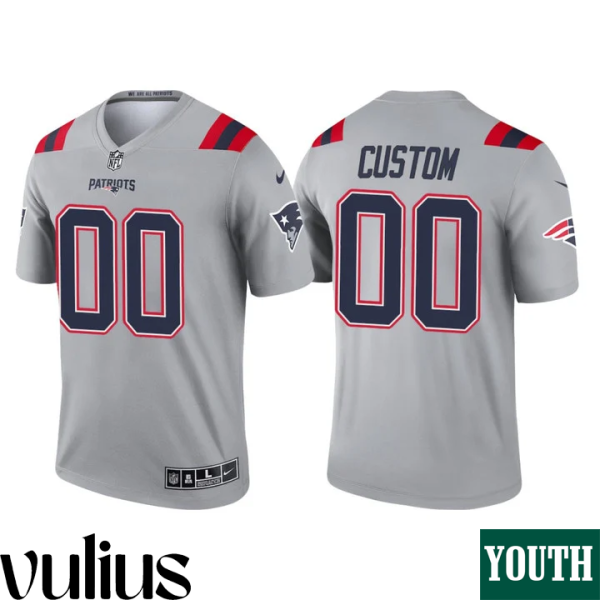 Customizable Patriots Jersey, Grey Youth's Jersey, 2021 Inverted Legend Jersey - Replica