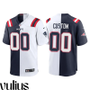 Customizable Patriots Jersey, Navy White Men's Jersey, Split Game Jersey - Replica