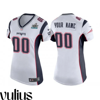 Customizable Patriots Jersey, White Woman's Jersey, Super Bowl LII Bound Game Jersey - Replica