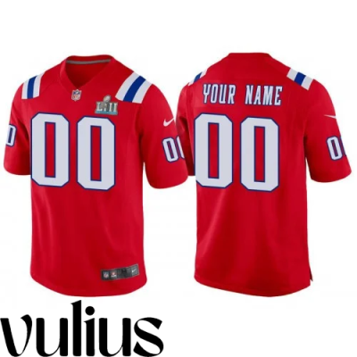 Customizable Patriots Jersey, Red Men's Jersey, Super Bowl LII Bound Game Jersey - Replica