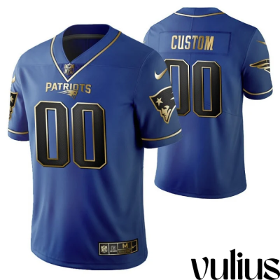 Customizable Patriots Jersey, Royal Men's Jersey, 2019 Father's Day Black Golden Edition Jersey - Replica