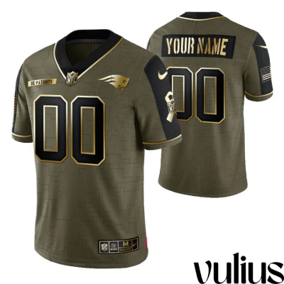 Customizable Patriots Jersey, Olive Men's Jersey, 2021 Salute to Service Jersey - Replica