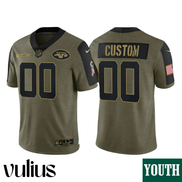 Jets Jersey Custom, Olive Youth's Jersey, 2021 Salute To Service Limited Jersey - Replica