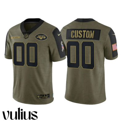 Jets Jersey Custom, Olive Men's Jersey, 2021 Salute To Service Limited Jersey - Replica