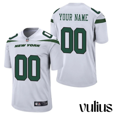 Jets Jersey Custom, White Men's Jersey, Game Road Jersey - Replica