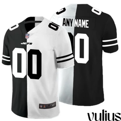 Jets Jersey Custom, White Black Men's Jersey, Split Limited Stitched Jersey - Replica