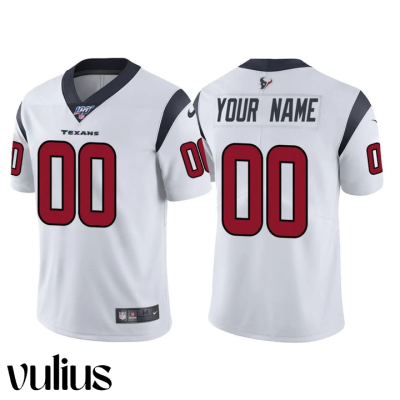 Custom Texans Jersey, White Men's Jersey, 100th Season #00 Vapor Limited Jersey - Replica