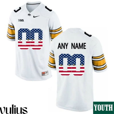 Custom Iowa Hawkeye Jersey, White Youth's, College Football Limited Jersey - Replica