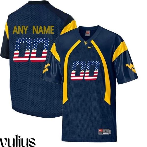 Wvu Football Jersey Custom, Navy Blue Men's, College Football Limited Jersey - Replica