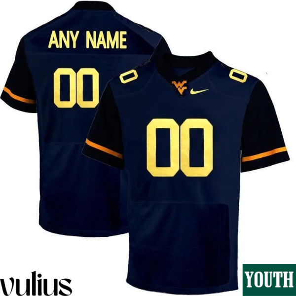 Wvu Football Jersey Custom, Blue Youth's, Custom Game Jersey - Replica