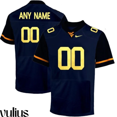 Wvu Football Jersey Custom, Blue Men's, Custom Game Jersey - Replica