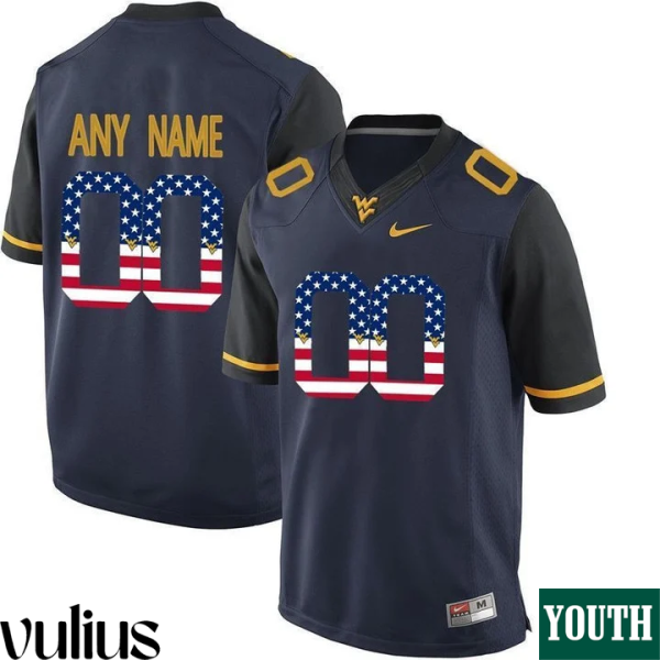 Wvu Football Jersey Custom, Blue Youth's, College Football Limited Jersey - Replica