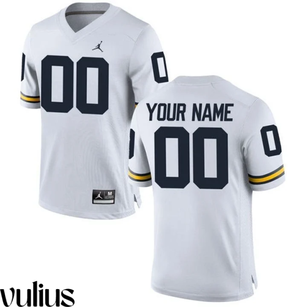 Custom Michigan Jerseys, White Men's, Custom Game Jersey - Replica