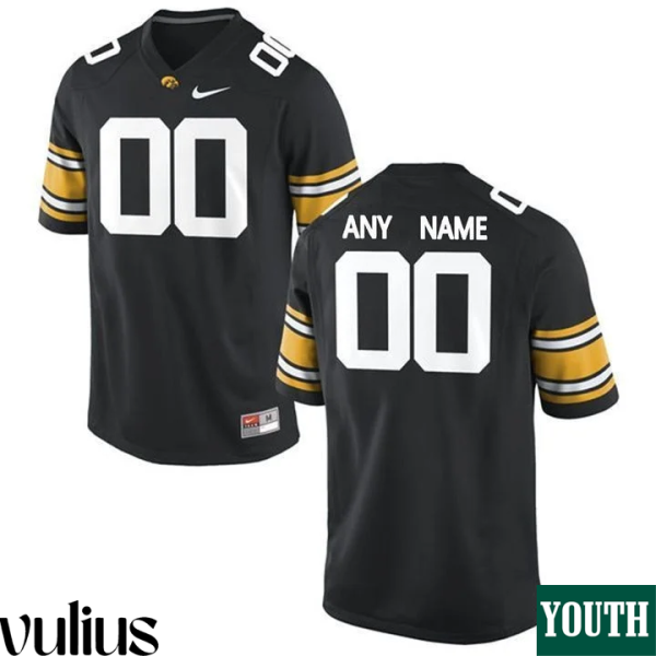 Custom Iowa Hawkeye Jersey, Black Youth's, Custom Game Jersey - Replica