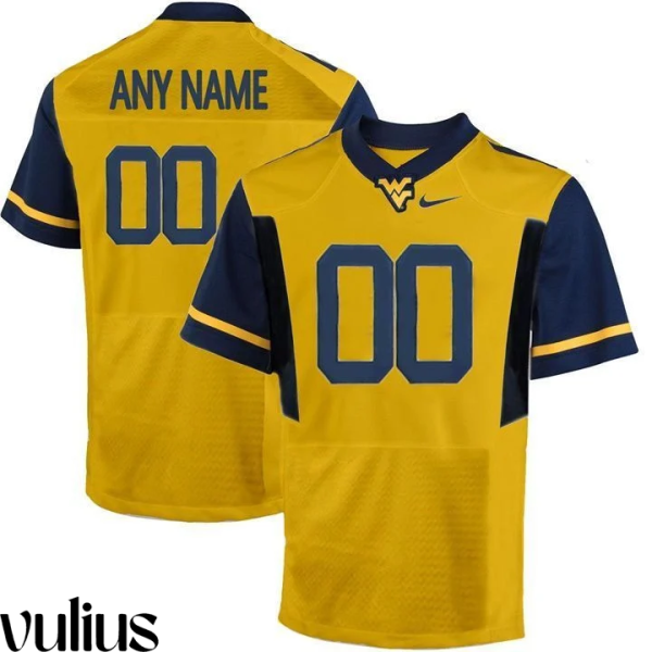 Wvu Football Jersey Custom, Gold Men's, Custom Game Jersey - Replica