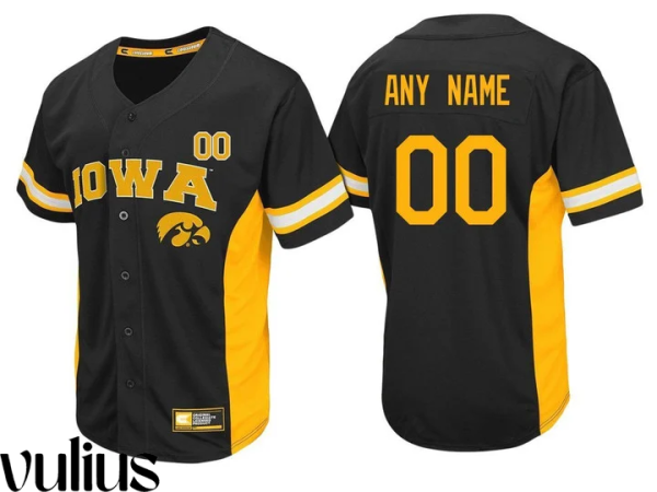 Custom Iowa Hawkeye Jersey, Black Men's, Custom Baseball Jersey - Replica