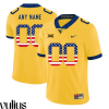 Wvu Football Jersey Custom, Yellow Men's, USA Flag College Football Jersey - Replica