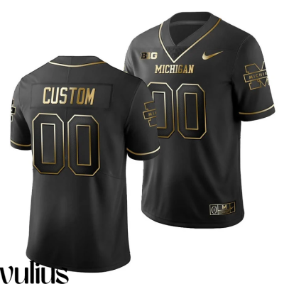 Custom Michigan Jerseys, Black Men's, College Football Golden Edition Limited Jersey - Replica