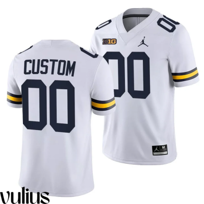 Custom Michigan Jerseys, White Men's, 2021-22 College Football Game Jersey - Replica