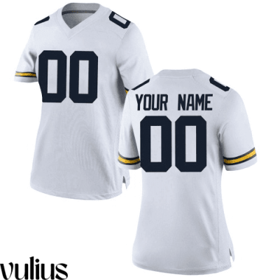 Custom Michigan Jerseys, White Woman's, Custom Game Jersey - Replica