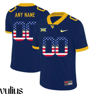 Wvu Football Jersey Custom, Navy Men's, USA Flag College Football Jersey - Replica