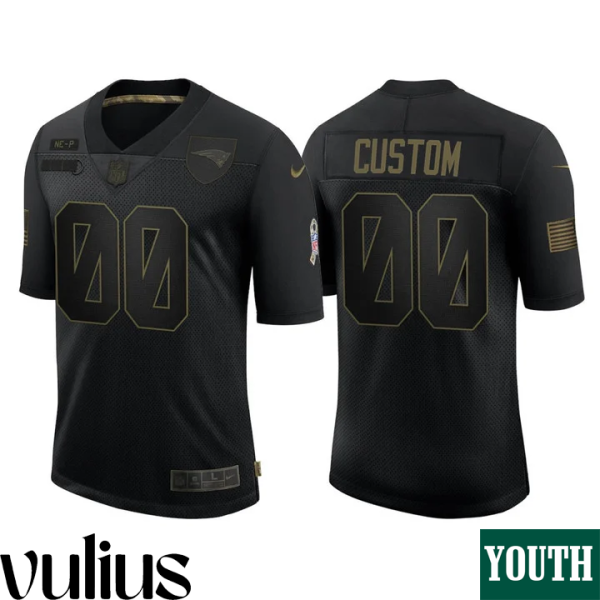 Customizable Patriots Jersey, Black Youth's Jersey, 2020 Salute To Service Limited Jersey - Replica